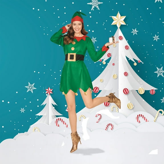 Northlight Christmas Elf Women's Costume Green Dress and Hat - Plus Size
