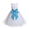 thumbnail image 2 of Ekidsbridal White Tulle Rattail Edge Sequin Sash Flower Girl Dresses Formal Toddler Communion Baptism Junior Pageant Gown 829mh 12, 2 of 3