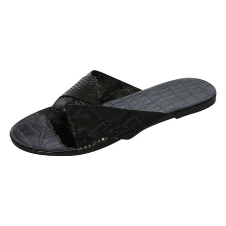 

Women s Solid Casual Vacation Open Toe Flat Beach Sandals Slippers