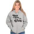thumbnail image 3 of Black Coffee Morning First Caffeine Womens Plus Size Graphic Zipper Hoodie Brisco Brands 2X, 3 of 5