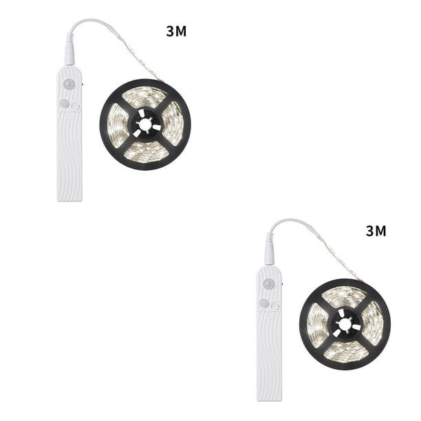 Moyic Cadena de luz LED Tira de luz LED de inducción Tira de lámpara de gabinete alimentada por 1.5W 200lm, blanco frío, 3 metros, 6500K Blanco frio Tipo3 2piezas Moyic CBP029457