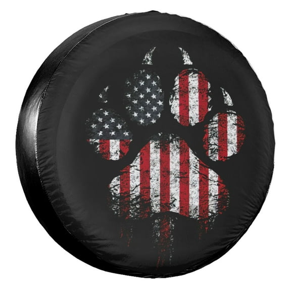 KAKALAD American Flag Paw Spare Tire Cover Universal Car Vehicle Tools For Rv SUV Truck Camper Travel Trailer Accessories Buckle 14” Inch