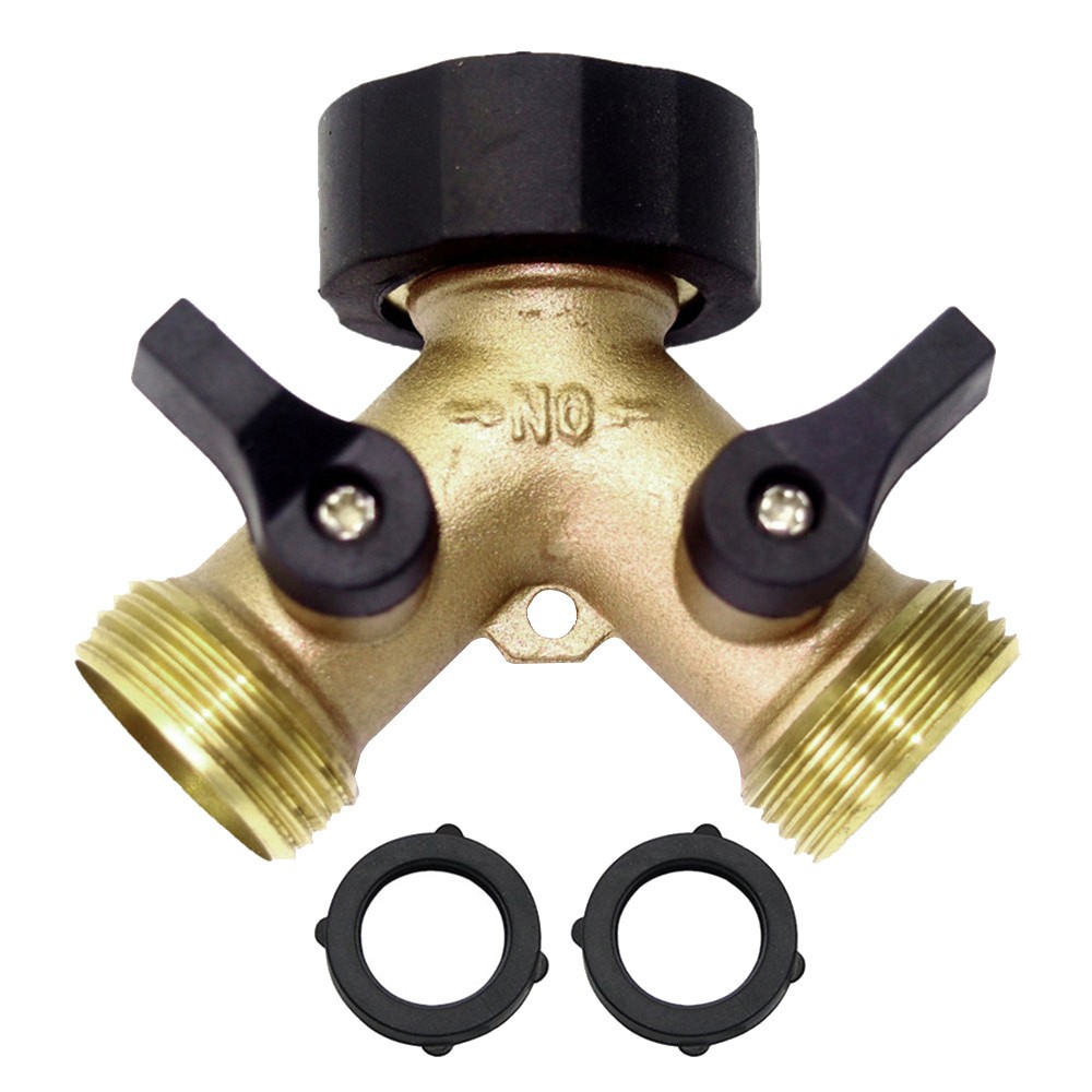 Garden Hose Splitter Heavy-Duty 2 Way Solid Brass Y Female Connector ...