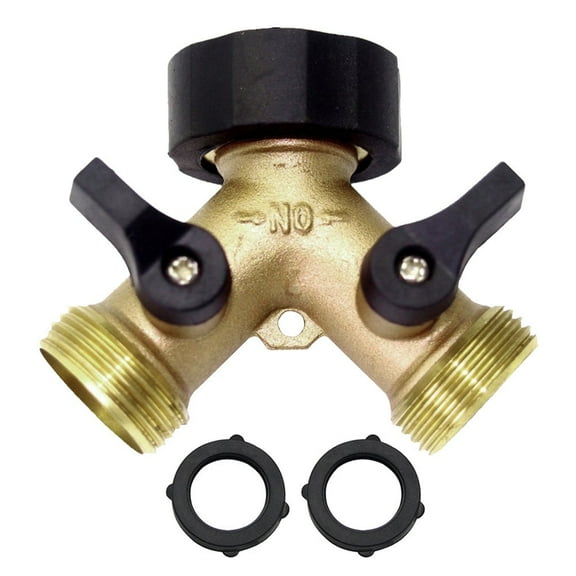 Zawou Garden Hose Splitter Heavy-Duty 2 Way Brass Y Female Connector Spring Savings Gift for Her Him