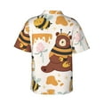 thumbnail image 3 of Balery Cute Bee Honey Jar Hive Bear Print Men's Hawaiian Shirts Short Sleeve Beach Shirt Relaxed Fit Vacation Button Down Shirts-Medium, 3 of 9