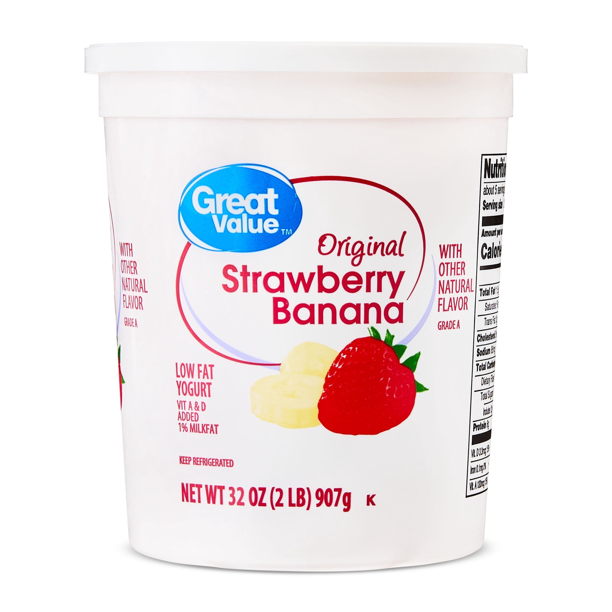 Great Value Original Strawberry Banana Low-fat Yogurt, 32 oz