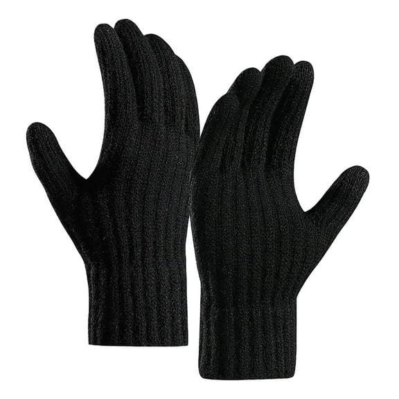 ManxiVoo Mens Knitted Winter Warm Woolen Gloves for Outdoor Cycling Sports and Everyday Use with Comfortable Fit One Size Size Black