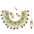 thumbnail image 5 of Efulgenz Wedding Jewlery Faux Kundan Beads Indian Green Antique Bridal Set Choker Necklace Earrings with Maang Tikka Traditional Jewelry for Women, 5 of 5