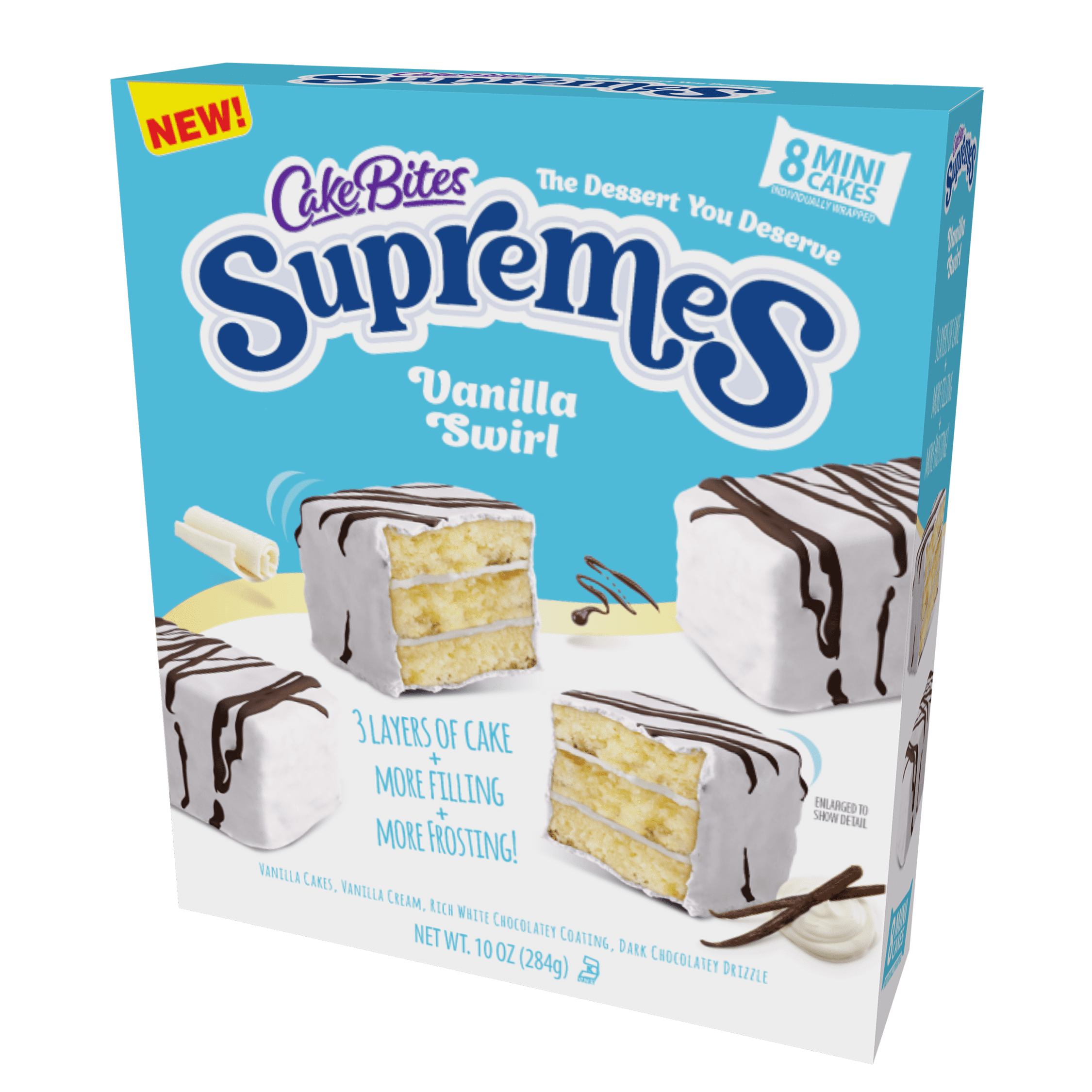 CakeBites Supremes Vanilla Swirl, 8 Mini Cakes, 10oz, Shelf Stable