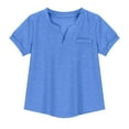 thumbnail image 5 of MKOSPLRT Girls Summer T Shirts 3-14 Years Short Sleeve Notch V Neck Shirts Solid Color Loose Fit Tees Cotton Soft Tops Back to School Shirts, 5 of 7