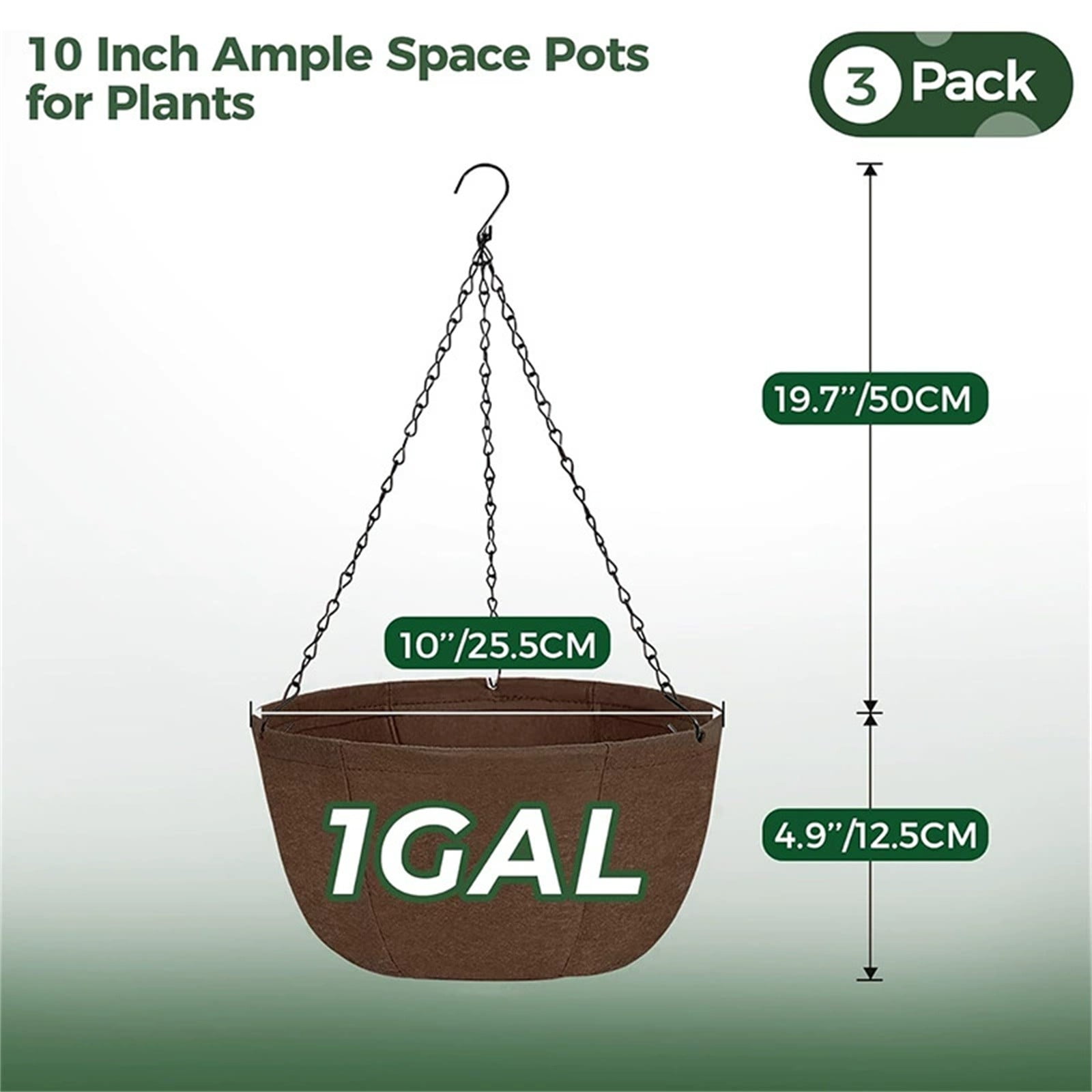 Plant Pots Hanging Planter with Chain, Outdoor Fabric Basket for Plants, Heavy Duty Woven Hanging Basket for Porch Indoor Outdoor