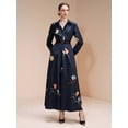 thumbnail image 4 of Multicolor Floral Print Long Sleeve Waist-Cinched A-Line Maxi Shirt Dress For Women, 4 of 7