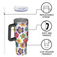 thumbnail image 4 of 40oz Pioneer Flower Floral Print Pattern Insulated Tumbler with Handle, BPA-Free Leak Proof Lid and Straws, Double Wall Vacuum, Hot 12h/Cold 34h, 4 of 6