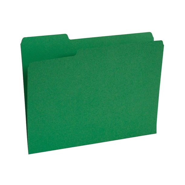 Staples Colored TopTab File Folders 3 Tab Green Letter Size 100/Pack