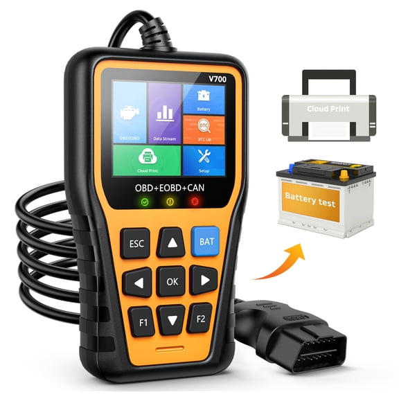 SURPUTS OBD2 Scanner Professional Car Code Reader with Voltage Test for Check Engine Light for All OBDII Protocol Vehicles Since 1996, Yellow