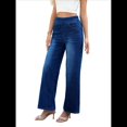 thumbnail image 2 of Pantalones Vaqueros Anchos de Talla Grande para Mujer, Cintura Alta, Adelgazantes, con Múltiples Bolsillos, Rectos, Holgados e Informales. Azul Oscuro S, 2 of 10