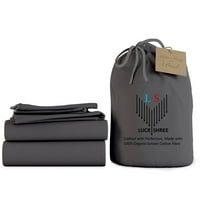 Queen XL Size Organic Cotton Sheet Set- 100% Organic 800-Thread-Count - 12" Deep Pockets 800TC Organic Sheets - Dark Grey
