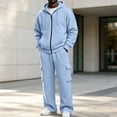 thumbnail image 4 of Ceisia Men's 2 Piece Tracksuit Full Zip Hooded Jacket And Elastic Waist Cargo Pocket Jogger Pants Casual Sweatsuit Set Gift, 4 of 9