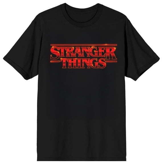 Stranger Things 5 Red Shine Title Adult Black Crew Neck Short Sleeve T-shirt-5XL