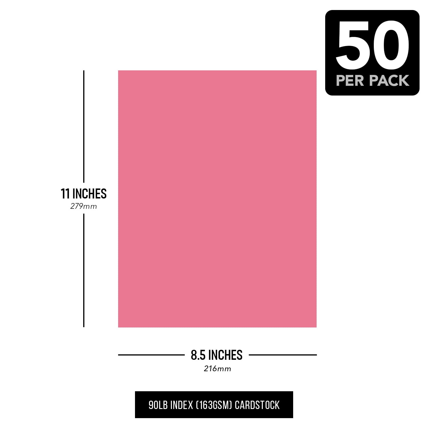 8.5 x 11" Cherry Pastel Color Cardstock Paper - Great for Arts and Crafts, Wedding Invitations, Cards and Stationery Printing | Medium to Heavy Card Stock 90lb Index (163gsm) | 50 Sheets per Pack