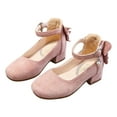 thumbnail image 6 of Xijirk Big Girls Thick High Heel Sandals Bow Small High Heel Princess Sandals,Size 1, 6 of 6
