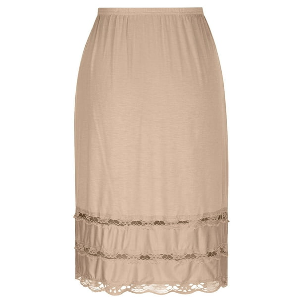 Lace Underskirt for Women Stretchy Modal Slip Skirt High Waisted Basic Liner  Skirt for Dress Khaki L - Walmart Business Supplies