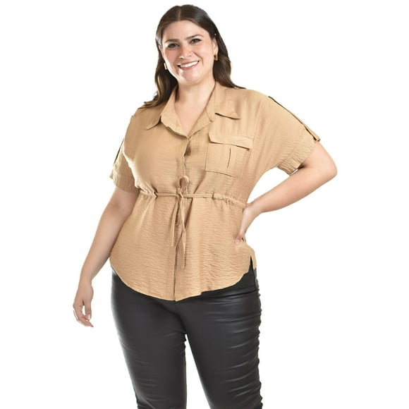 Blusa camisera ajustable Roman Fashion Tallas Extras 2436 Beige 42