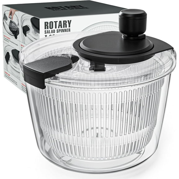 Salad Spinner Lettuce Spinner, Wash, Spin & Dry Salad Greens, Vegetable Washer Salad Dryer With Rotary Handle for Fruits & Vegetables, High Efficiency Vegetable Spinner Kitchen Gadget 3Qt White