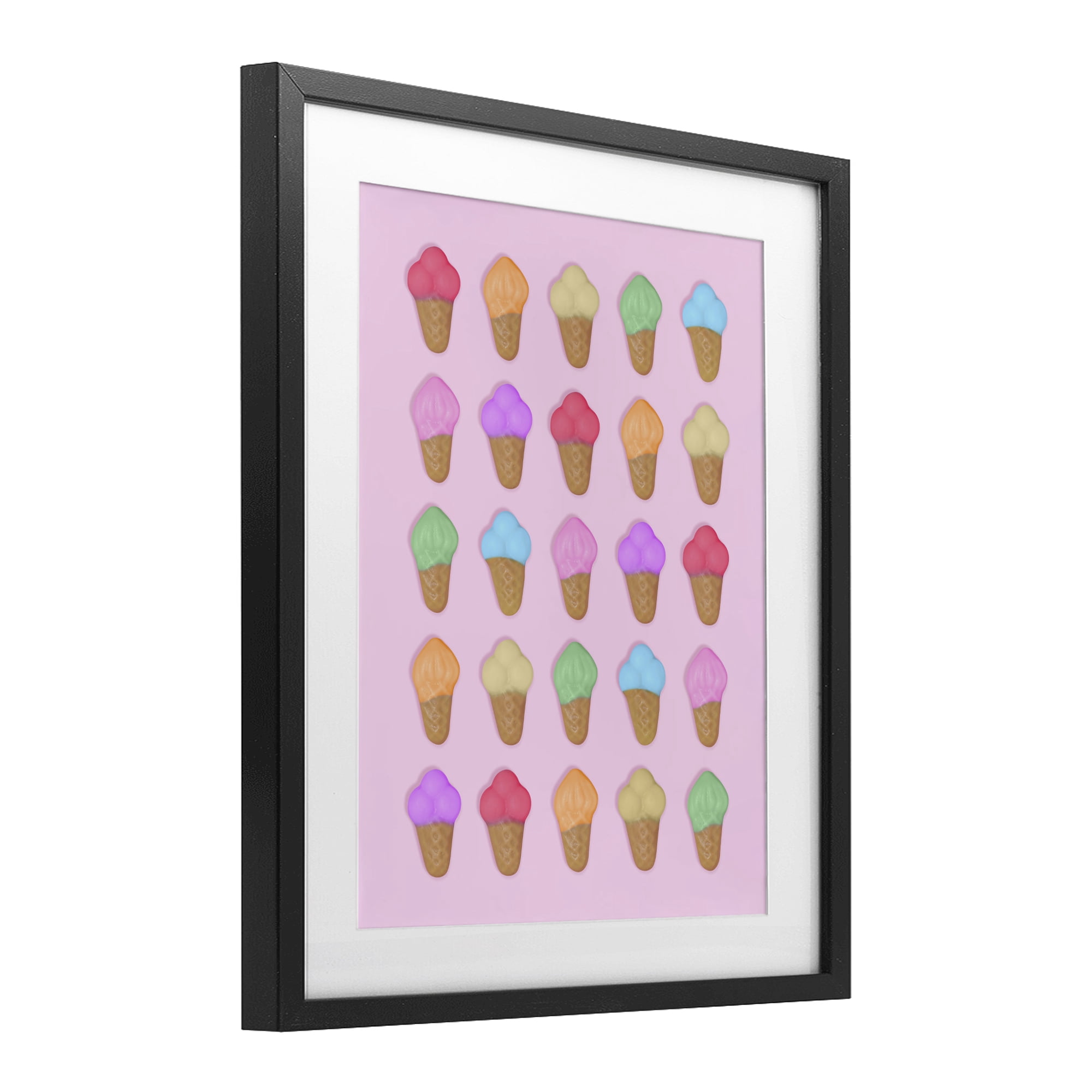 Stupell Industries Ice Cream Shaped Candies Black Framed Print Under Glass, design by LISH Creative