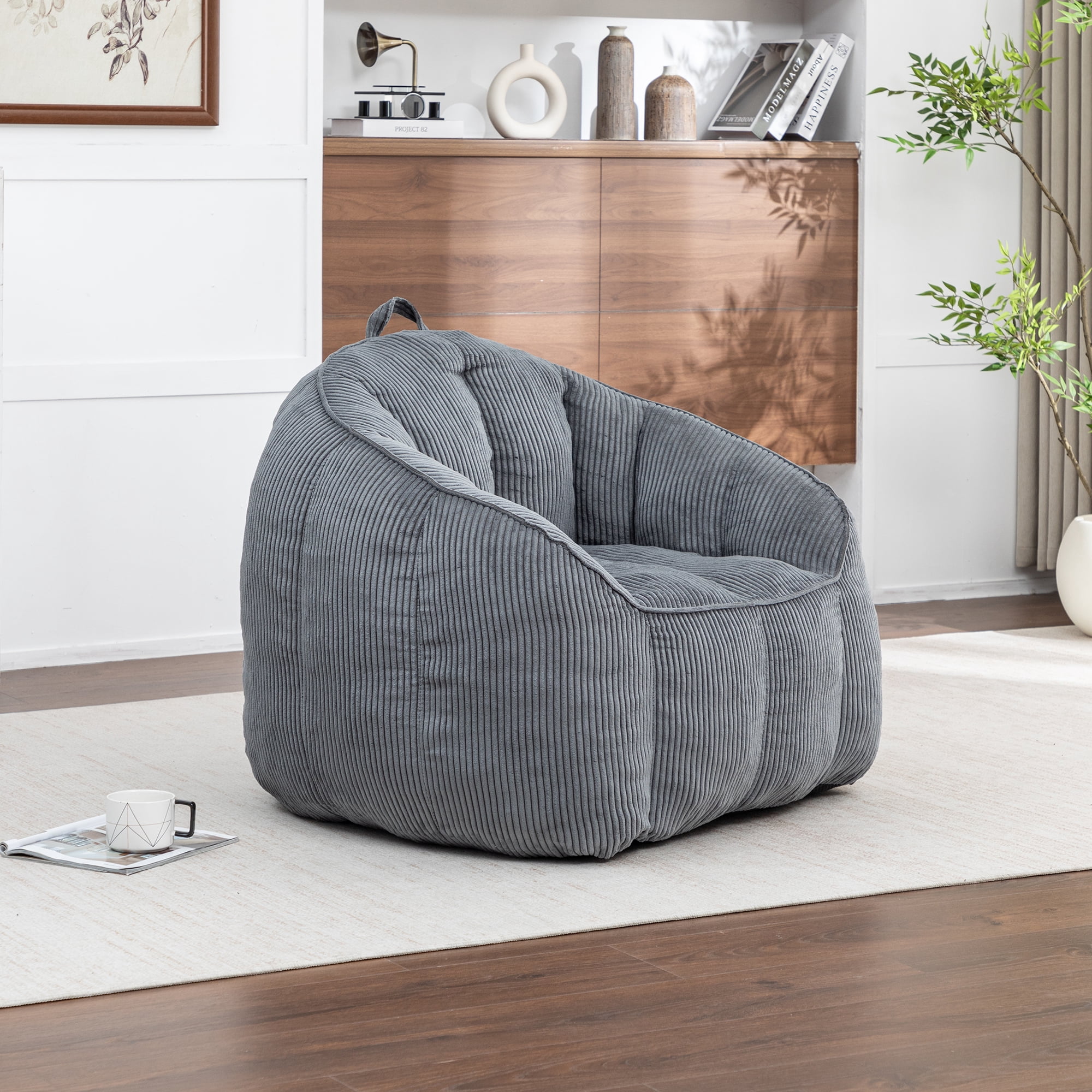 LiviNest Ergonomic Bean Bag Sofa: Full-Body Support Armrest Chair - 39.4" Large Corduroy Beanbag for Adults Teens - Ready-to-Use with Filler Included for Living Room Bedroom