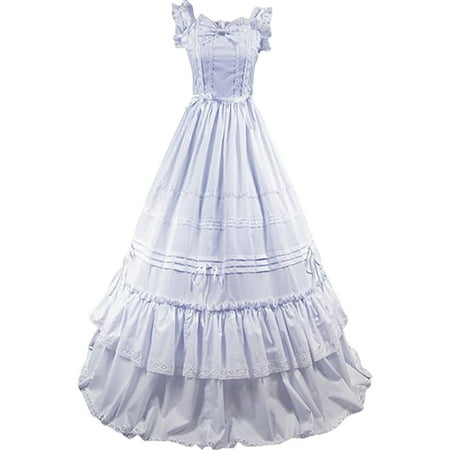 Tumotour Gothic Dress For Women Bow Sleeveless Square Neck Corset Costume Off Shoulder Pleated Tiered Dress Halloween Dresse Solid Color Vintage Gothic Medieval Steampunk Dress Gown