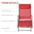 thumbnail image 4 of Chaise Longue Pliante d'Extérieur en Acier, Fauteuil Inclinable Portable avec 7 Positions de Dossier Réglables, Rouge, 4 of 7