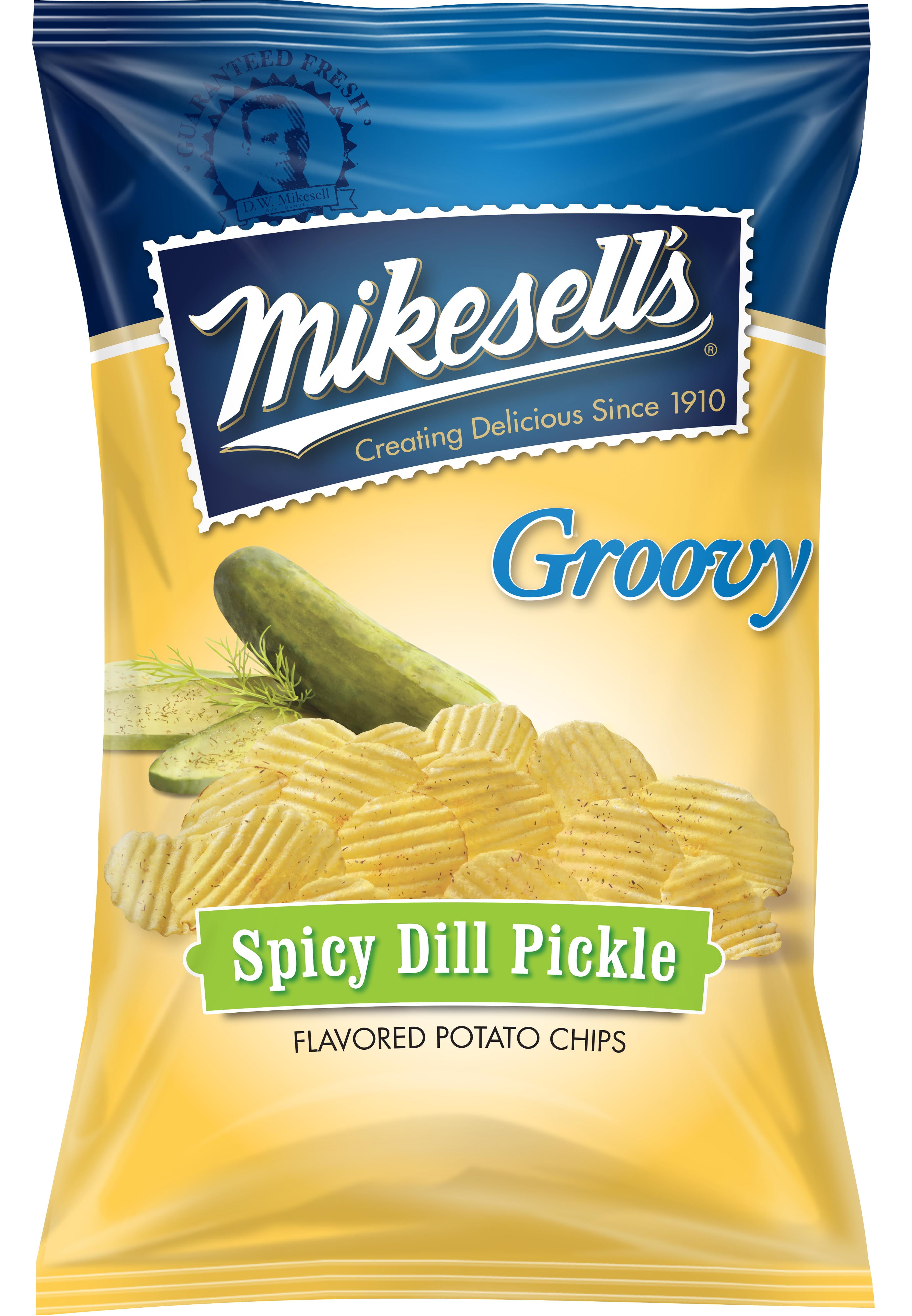 Mikesell's Groovy Spicy Dill Pickle Flavored Potato Chips, 9.5 Oz