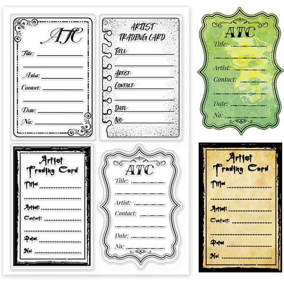 ATC Frames Silicone Clear Stamps Artist Trading Card Transparent Silicone Stamp Note Transparent Stamp for Scrapbook Journal Card Making Colorful