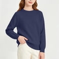 thumbnail image 3 of Daiosportswear Girls Sweater for Teen Girls Solid Soft Cable Knit Crew Neck Long Sleeve Pullover School Fall Outfits 2-15Y Navy, 3 of 9