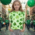thumbnail image 5 of Pileajo St Patrick's Day Shirts for Kids Summer 3/4 Sleeve Round Neck Tees Boys Girls Shamrock Graphic Printed Tops, 5 of 6