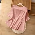 thumbnail image 6 of MAFYTYTPR Women's Plus Size Crinkle Textured Blouse with Ruffle Cuffs Round Neck 3/4 Sleeve Solid Color Spring Summer Casual Tops XL-5XL, 6 of 8