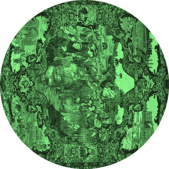 Ahgly Company Indoor Round Animal Emerald Green Traditional Area Rugs, 7' Round