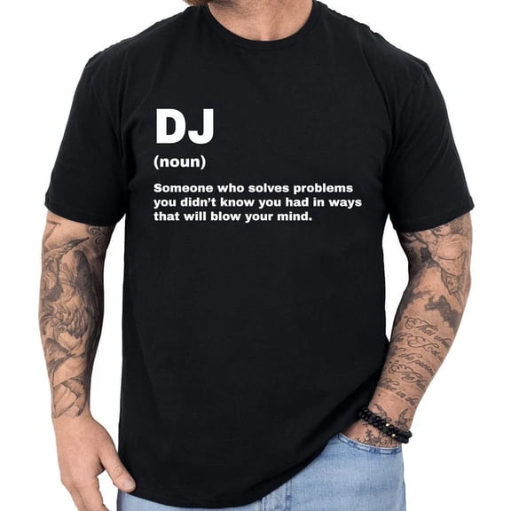 Funny DJ Definition Graphic T-Shirt for Men Retro Music Lover Disc Jockey Tee Apparel Gift