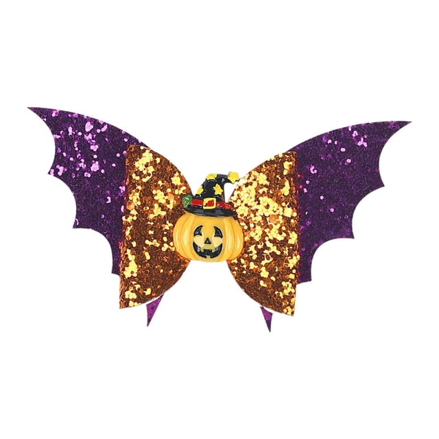 Horquillas para el pelo con lazo de Halloween para mujeres y niñas, cómodas para disfraz de Halloween. Púrpura y naranja