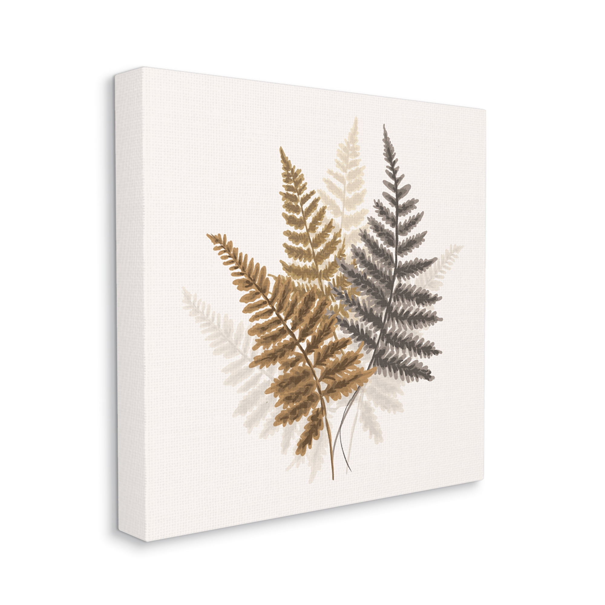 Stupell Industries Layered Fern Leaves Soft Botanical Earth Tones Graphic Art Gallery Wrapped Canvas Print Wall Art, Design by House of Rose
