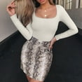 thumbnail image 7 of OQQ Women's 2 Piece Bodysuits Ribbed One Piece Square Neck Long Sleeve Bodysuits, 7 of 7