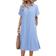 thumbnail image 1 of Vestido camisero HOTOUCH de lino para verano con botones y bolsillos, 1 of 6