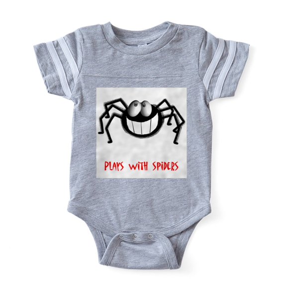 CafePress - Plays With Spiders 2 - Cute Infant Baby Football Bodysuit