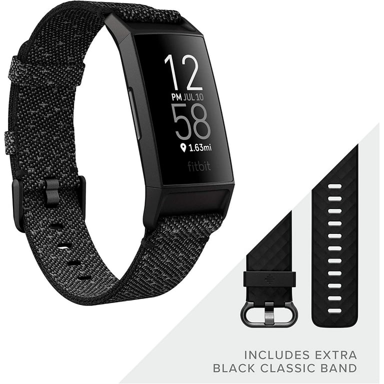 Fitbit Charge 4 Fitness and Activity Tracker with Built-in GPS, Heart Rate,  Sleep & Swim Tracking, Black/Black, One Size (S &L Bands Included)