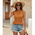 thumbnail image 5 of Women Cute Crop Sweaters Vest Knit Sleeveless Pullover Tops Crochet Ruffle Hem Tank Orange Color S, 5 of 8