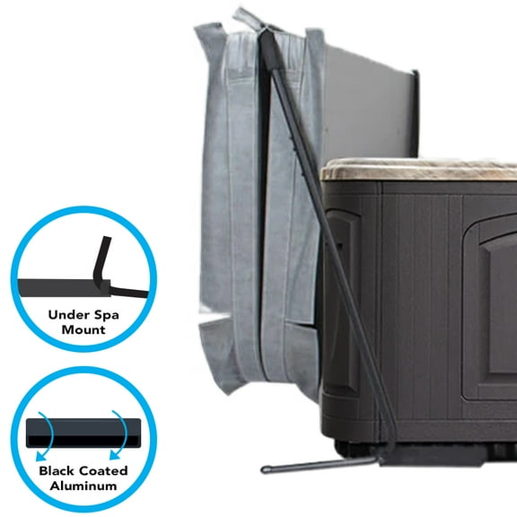 Puri Tech Rock Spa Cover Lift Under Mount Powder Coated Aluminum Tubing, Black