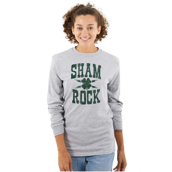 St Patricks Day Shamrock Clover Long Sleeve TShirt Men Women Brisco Brands S