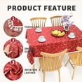 thumbnail image 5 of Christmas Theme Rectangle Table Cloth, Merry Christmas Table Cover,Polyester Tablecloth, Wrinkle Free , Easy to Clean for Dining, Parties, Holiday Decor, Vintage Style, Red, 71"×55", 5 of 7