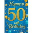 thumbnail image 4 of Blue Glittery Happy 50 Birthday Banner Background Decorations for Birthday Party Photography Props Backdrop Party Supplies Celebration Decors, 4 of 7